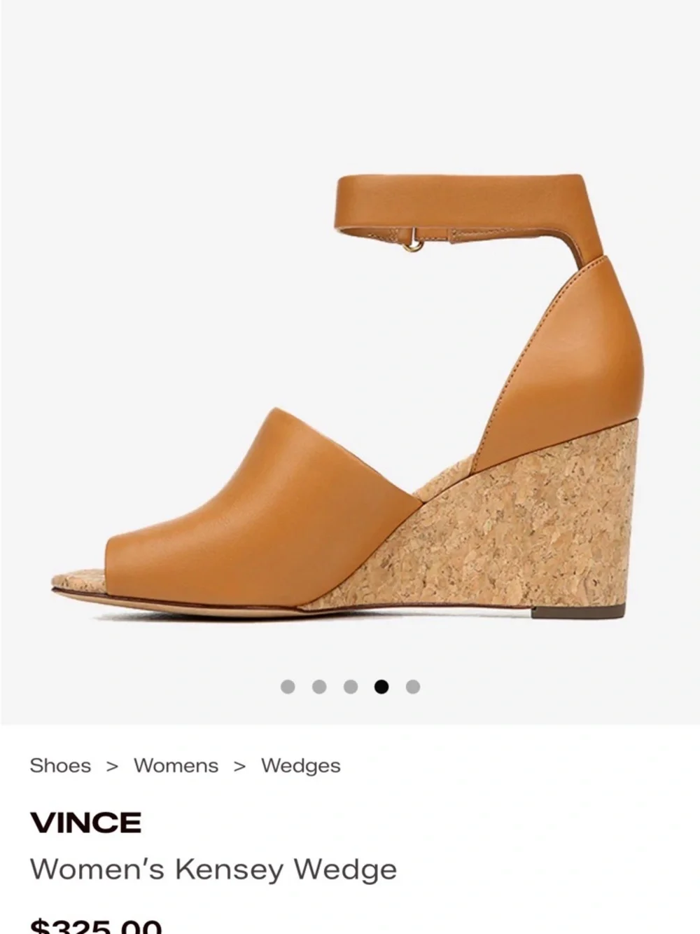 Vince Tan Leather Cork Wedge Sandal with Ankle Strap